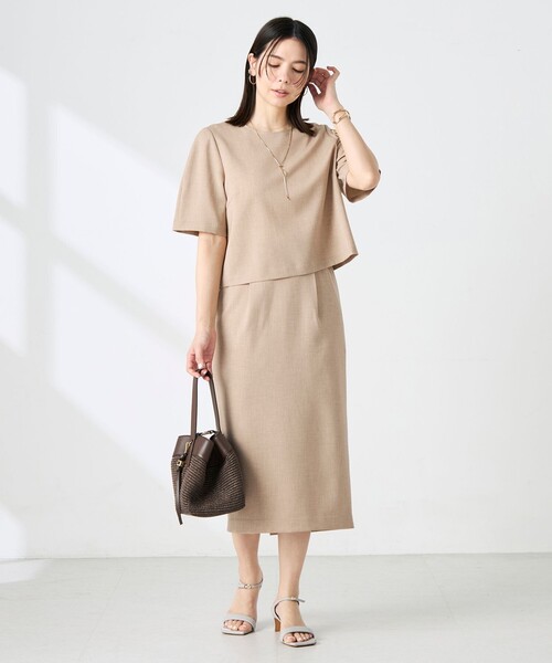 NOLLEY’S(ノーリーズ)の「《セットアップ対応》ウォッシャブル麻調5分袖ブラウス(シャツ/ブラウス・レディース・ネイビー/ベージュ・36/38)」の16枚目の写真