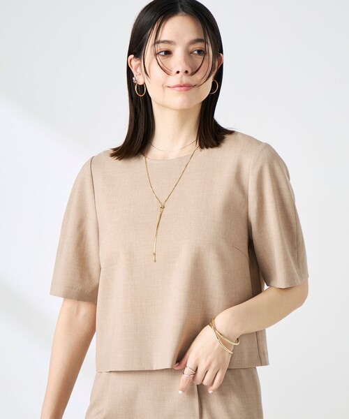 NOLLEY’S(ノーリーズ)の「《セットアップ対応》ウォッシャブル麻調5分袖ブラウス(シャツ/ブラウス・レディース・ネイビー/ベージュ・36/38)」の21枚目の写真