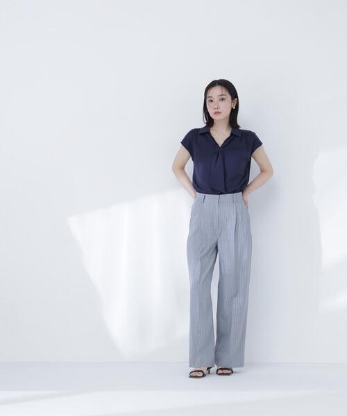 NATURAL BEAUTY BASIC（ナチュラルビューティーベーシック）の「スキッパータイブラウス（シャツ/ブラウス・レディース・オフホワイト/ブルー/イエロー/ネイビー・SMALL/MEDIUM）」の10枚目の写真