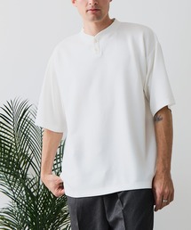 【BLUE STANDARD/ブルースタンダード】【ひんやり涼しい接触冷感】COOLスムースヘンリーネックTシャツ リラックスフィット スムース素材 なめらか きれいめ