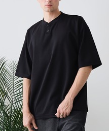 【BLUE STANDARD/ブルースタンダード】【ひんやり涼しい接触冷感】COOLスムースヘンリーネックTシャツ リラックスフィット スムース素材 なめらか きれいめ