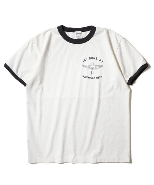 HOUSTON(ヒューストン)の「HOUSTON ピグメントリンガーTシャツ(PROP AND WINGS)(Tシャツ/カットソー・メンズ・ホワイト/グリーン/ブルー・MEDIUM/X-LARGE/LARGE)」の1枚目の写真