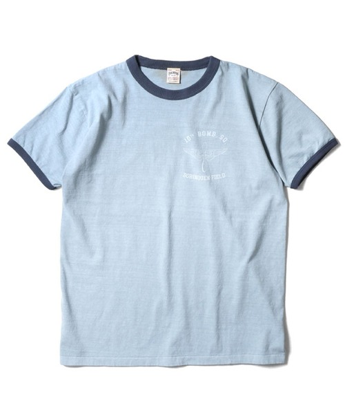 HOUSTON(ヒューストン)の「HOUSTON ピグメントリンガーTシャツ(PROP AND WINGS)(Tシャツ/カットソー・メンズ・ホワイト/グリーン/ブルー・MEDIUM/X-LARGE/LARGE)」の3枚目の写真
