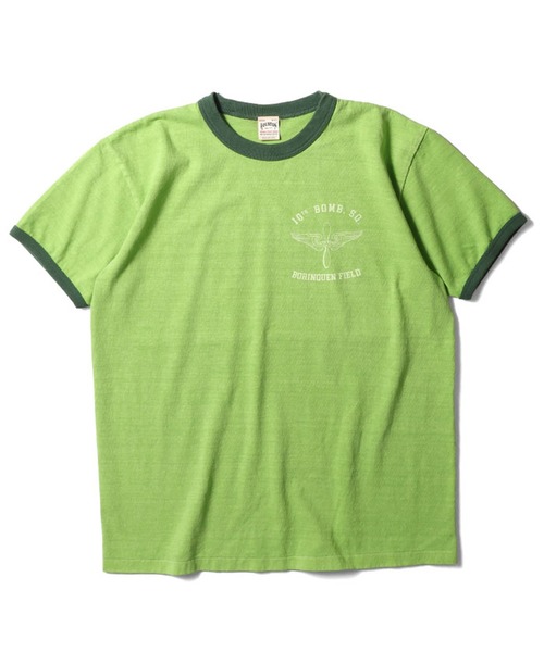HOUSTON(ヒューストン)の「HOUSTON ピグメントリンガーTシャツ(PROP AND WINGS)(Tシャツ/カットソー・メンズ・ホワイト/グリーン/ブルー・MEDIUM/X-LARGE/LARGE)」の2枚目の写真