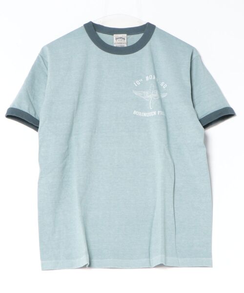 HOUSTON(ヒューストン)の「HOUSTON ピグメントリンガーTシャツ(PROP AND WINGS)(Tシャツ/カットソー・メンズ・ホワイト/グリーン/ブルー・MEDIUM/X-LARGE/LARGE)」の5枚目の写真