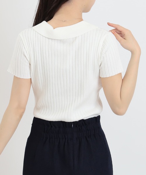 ASTORIA ODIER(アストリアオディール)の「ロゴ刺しゅうスキッパーポロ襟ニット(ニット/セーター・レディース・ホワイト/ライトグレー/ベージュ/ネイビー/ブラック・MEDIUM)」の11枚目の写真