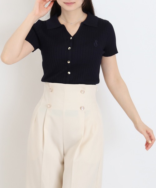 ASTORIA ODIER(アストリアオディール)の「ロゴ刺しゅうスキッパーポロ襟ニット(ニット/セーター・レディース・ホワイト/ライトグレー/ベージュ/ネイビー/ブラック・MEDIUM)」の14枚目の写真