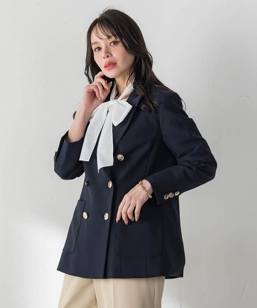 Viaggio Blu（ビアッジョブルー）の「ダブルブレストジャケット（テーラードジャケット・レディース・ネイビー/ホワイト/ベージュ・S/M）」の21枚目の写真