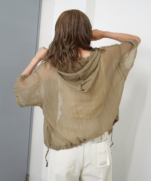 gossara（ゴサラ）の「【夏の羽織りにおすすめ】裾リボンフード付きシャツ（シャツ/ブラウス・レディース・チャコールグレー/ベージュ/オフホワイト・FREE）」の12枚目の写真