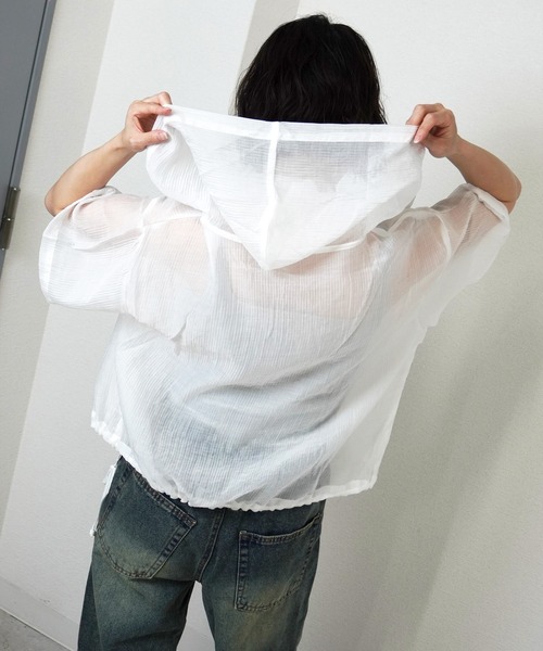 gossara（ゴサラ）の「【夏の羽織りにおすすめ】裾リボンフード付きシャツ（シャツ/ブラウス・レディース・チャコールグレー/ベージュ/オフホワイト・FREE）」の9枚目の写真