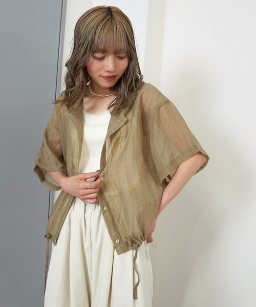 gossara（ゴサラ）の「【夏の羽織りにおすすめ】裾リボンフード付きシャツ（シャツ/ブラウス・レディース・チャコールグレー/ベージュ/オフホワイト・FREE）」の18枚目の写真