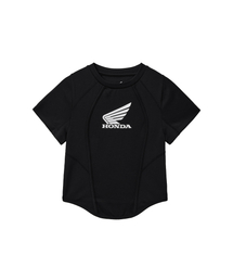 Womens Curve Line Crop Short Sleeve Black
