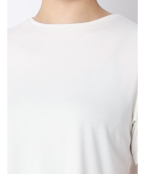 SUIT SQUARE(スーツスクエア)の「バックフレアTシャツ/半袖/ウォッシャブル/接触冷感/レーヨンストレッチポンチ(Tシャツ/カットソー・レディース・グレー/サックスブルー/ホワイト・FREE)」の7枚目の写真