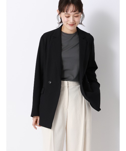 SUIT SQUARE(スーツスクエア)の「バックフレアTシャツ/半袖/ウォッシャブル/接触冷感/レーヨンストレッチポンチ(Tシャツ/カットソー・レディース・グレー/サックスブルー/ホワイト・FREE)」の22枚目の写真