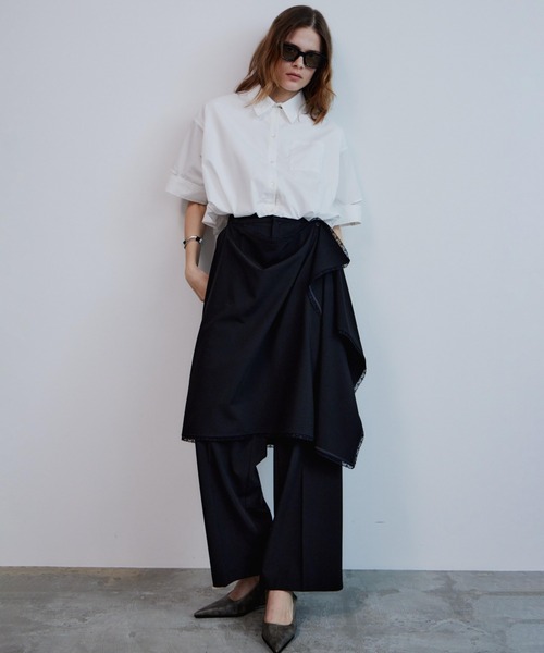 MAISON SPECIAL(メゾンスペシャル)の「Wrap Drape Skirt Pants/ラップドレープスカートパンツ(その他パンツ・レディース・ブラック/グレー・36/38)」の2枚目の写真