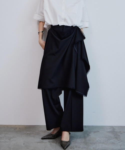 MAISON SPECIAL(メゾンスペシャル)の「Wrap Drape Skirt Pants/ラップドレープスカートパンツ(その他パンツ・レディース・ブラック/グレー・36/38)」の3枚目の写真