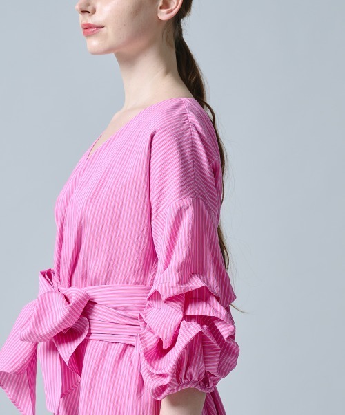 DOUBLE STANDARD CLOTHING(ダブルスタンダードクロージング)の「カシュクールボリュームスリーブワンピース(ワンピース・レディース・ピンク・36/38)」の8枚目の写真