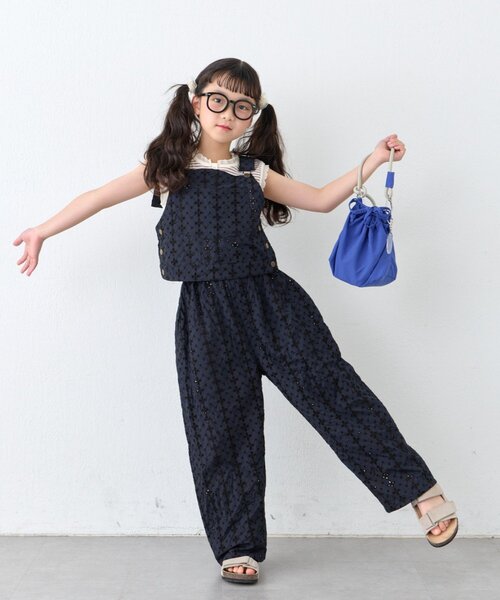 CIAOPANIC TYPY（チャオパニックティピー）の「【KIDS】サロペット風スカラップレースセットアップ（その他パンツ・キッズ・ブラック/ホワイト・110/130/150）」の17枚目の写真