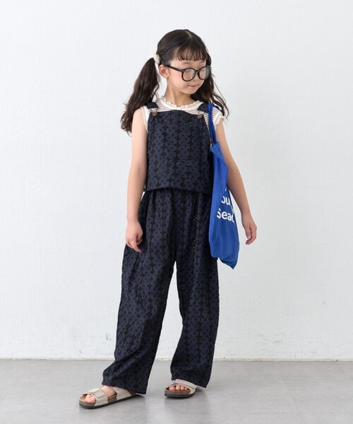 CIAOPANIC TYPY（チャオパニックティピー）の「【KIDS】サロペット風スカラップレースセットアップ（その他パンツ・キッズ・ブラック/ホワイト・110/130/150）」の16枚目の写真