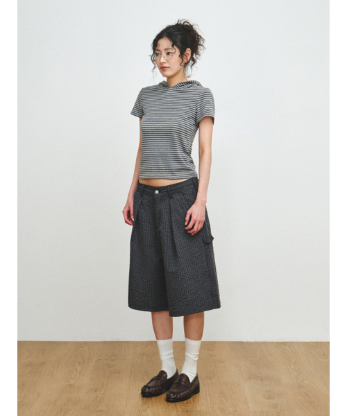 PLZPROJECT（プリーズプロジェクト）の「GRID CHECK BERMUDA PANTS, BLACK（その他パンツ・レディース・ブラック・FREE）」の3枚目の写真