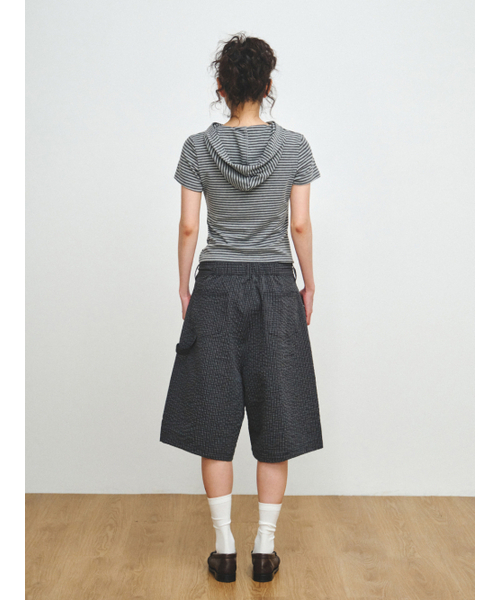 PLZPROJECT（プリーズプロジェクト）の「GRID CHECK BERMUDA PANTS, BLACK（その他パンツ・レディース・ブラック・FREE）」の4枚目の写真