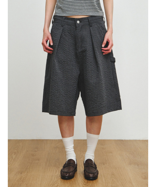 PLZPROJECT（プリーズプロジェクト）の「GRID CHECK BERMUDA PANTS, BLACK（その他パンツ・レディース・ブラック・FREE）」の5枚目の写真