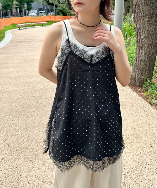 PILIT(ピリット)の「ドット×レースキャミソール(その他トップス・レディース・ブラック/アイボリー・MEDIUM)」の14枚目の写真
