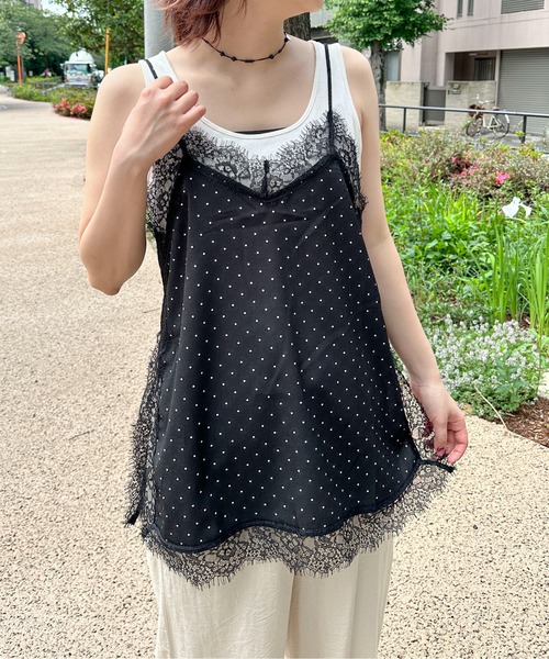 PILIT(ピリット)の「ドット×レースキャミソール(その他トップス・レディース・ブラック/アイボリー・MEDIUM)」の16枚目の写真