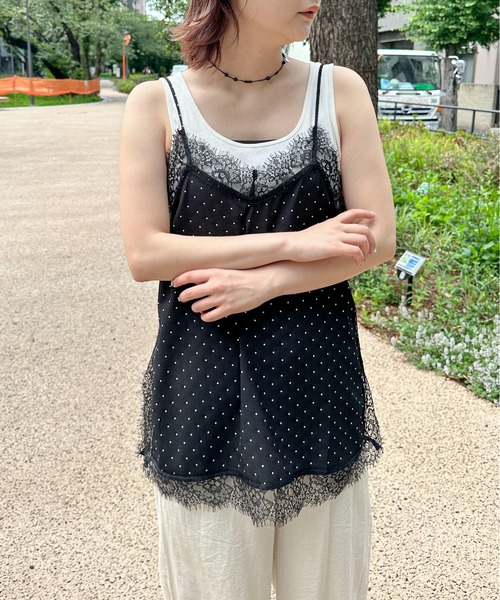 PILIT(ピリット)の「ドット×レースキャミソール(その他トップス・レディース・ブラック/アイボリー・MEDIUM)」の13枚目の写真