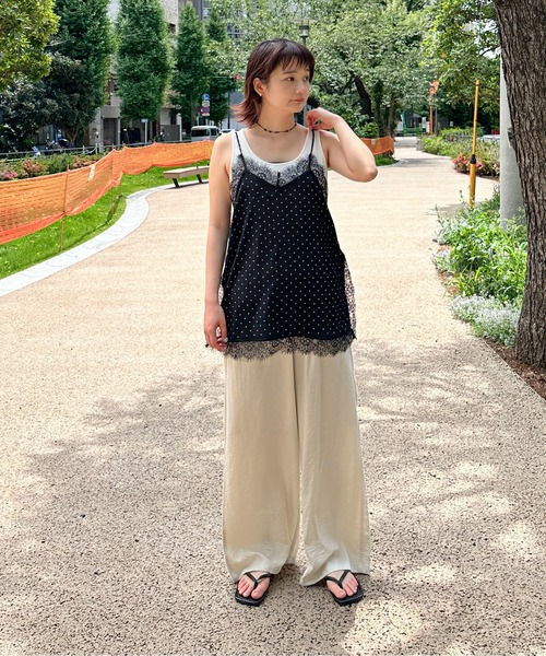 PILIT(ピリット)の「ドット×レースキャミソール(その他トップス・レディース・ブラック/アイボリー・MEDIUM)」の6枚目の写真