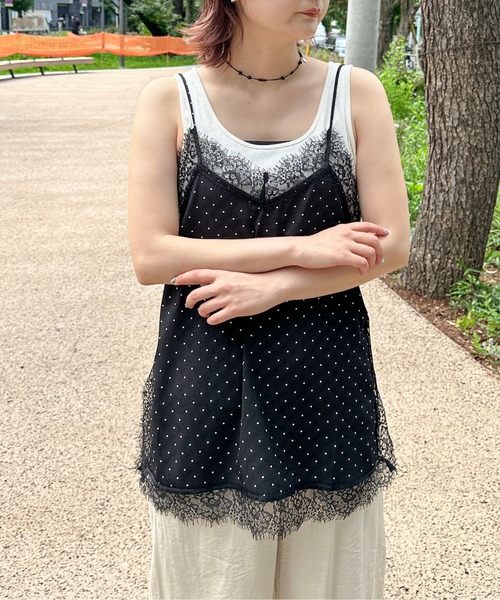 PILIT(ピリット)の「ドット×レースキャミソール(その他トップス・レディース・ブラック/アイボリー・MEDIUM)」の15枚目の写真