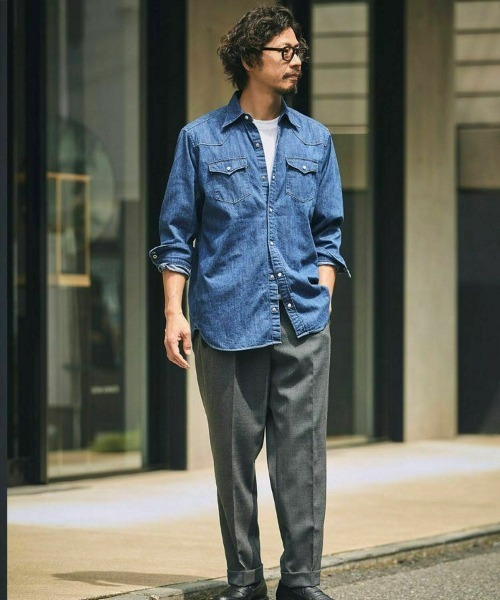 BRITISH MADE(ブリティッシュメイド)の「デニムシャツ/リバプール(MEN)(シャツ/ブラウス・メンズ・ブルー・SMALL/MEDIUM/LARGE)」の14枚目の写真