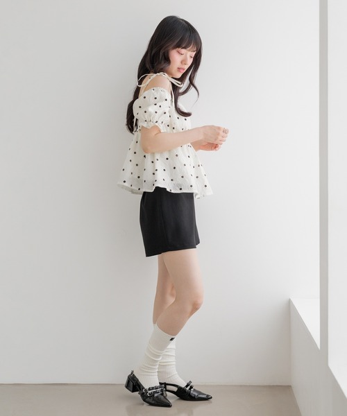 Heather(ヘザー)の「ベルト付きコンパクトショートパンツ 999568(その他パンツ・レディース・ドット/ブラック/グレー・S/M)」の7枚目の写真
