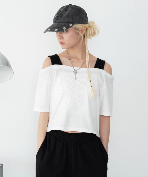 WEGO(ウィゴー)の「WEGO/【26年春夏新作】タンクレイヤードドロストショートT(Tシャツ/カットソー・レディース・スミクロ/ホワイト・FREE)」の8枚目の写真