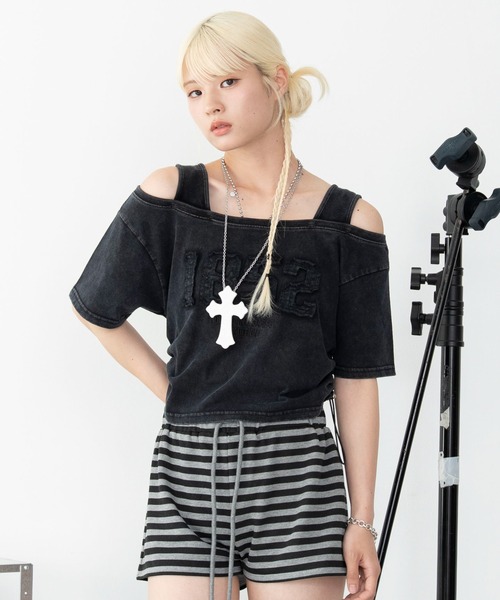 WEGO(ウィゴー)の「WEGO/【26年春夏新作】タンクレイヤードドロストショートT(Tシャツ/カットソー・レディース・スミクロ/ホワイト・FREE)」の12枚目の写真