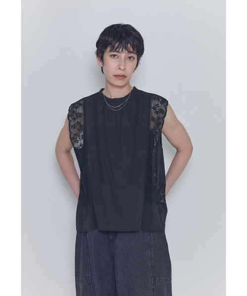 normment(ノーメント)の「【WEB限定】<normment(ノーメント)> “MANNY LACE”ノースリーブブラウス(シャツ/ブラウス・レディース・ブラック系その他3・FREE)」の2枚目の写真