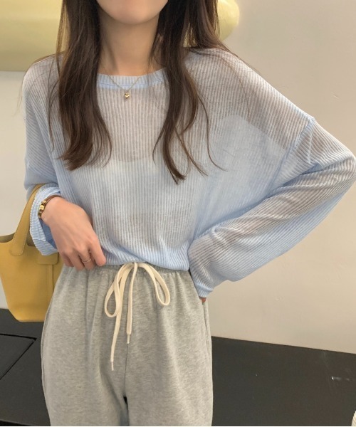 Coo+i(クーイ)の「長袖シアーカットソー 【紫外線・冷房対策】(Tシャツ/カットソー・レディース・ホワイト/ブルー/ラベンダー・FREE)」の2枚目の写真