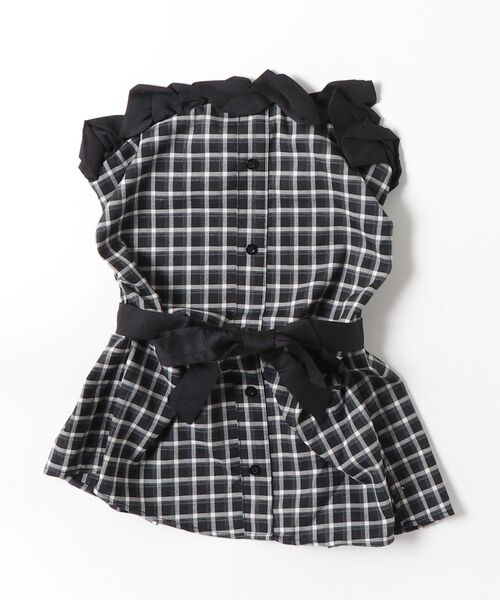 ALLuRing ChaRm(アリュリングチャーム)の「Frill & Strap Checkered Bustier-Style Top / フリル&ストラップチェック柄ビスチェ風トップス(チューブトップ・レディース・ブラック/ネイビー・FREE)」の19枚目の写真
