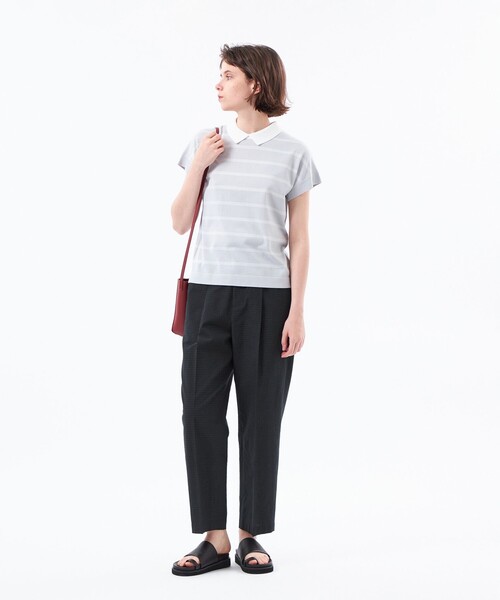 MACKINTOSH PHILOSOPHY(マッキントッシュ フィロソフィー)の「【Bicolor Knit Polo】ボーダー半袖(ニット/セーター・レディース・ブラウン系その他4/ダークネイビー/グレー系その他・38)」の4枚目の写真