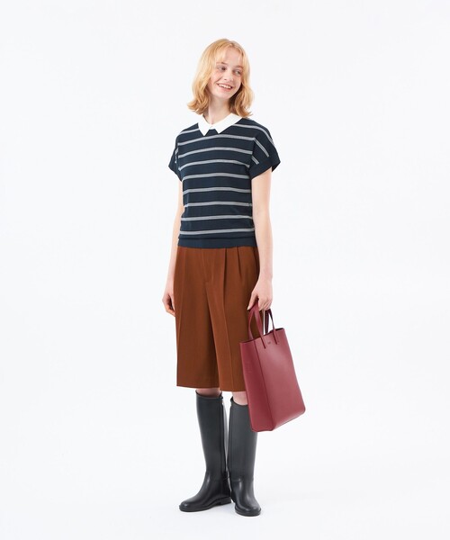 MACKINTOSH PHILOSOPHY(マッキントッシュ フィロソフィー)の「【Bicolor Knit Polo】ボーダー半袖(ニット/セーター・レディース・ブラウン系その他4/ダークネイビー/グレー系その他・38)」の5枚目の写真