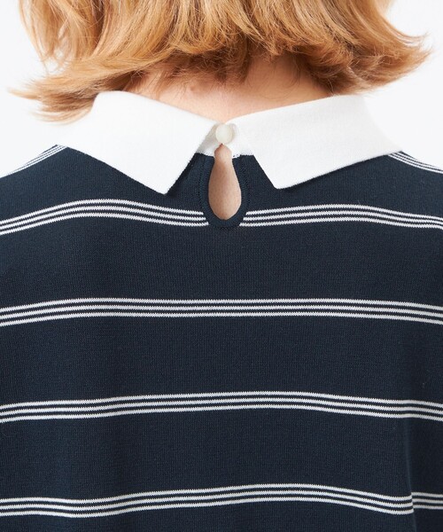 MACKINTOSH PHILOSOPHY(マッキントッシュ フィロソフィー)の「【Bicolor Knit Polo】ボーダー半袖(ニット/セーター・レディース・ブラウン系その他4/ダークネイビー/グレー系その他・38)」の11枚目の写真