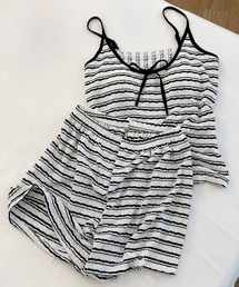 ammy.（エイミードット）の「【 ammy. / エイミードット 】 ナチュラル ボーダー キャミソール  ルームウェア ２点 セット（Tシャツ/カットソー）」