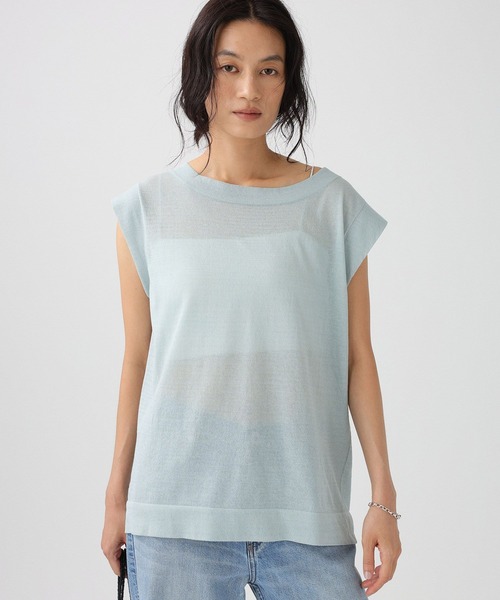 BABYLONE(バビロン)の「クールハイゲージノースリーブニット(Tシャツ/カットソー・レディース・ブルー/チャコール/ホワイト・フリー)」の14枚目の写真