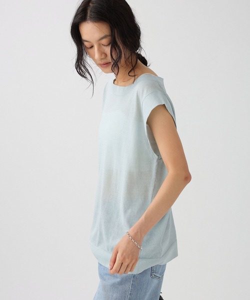 BABYLONE(バビロン)の「クールハイゲージノースリーブニット(Tシャツ/カットソー・レディース・ブルー/チャコール/ホワイト・フリー)」の15枚目の写真