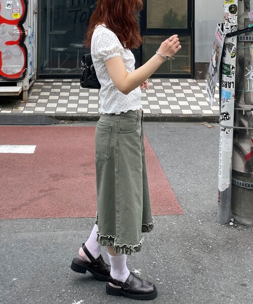 CIAOPANIC(チャオパニック)の「ドットパフスリーブヘンリーネックTEE(Tシャツ/カットソー・レディース・ホワイト/ネイビー・FREE)」の9枚目の写真