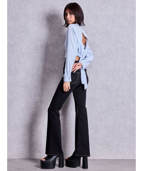 GYDA（ジェイダ）の「ハイウエストワンウォッシュフレアパンツ（デニムパンツ・レディース・ブラック・X-SMALL/XX-SMALL）」の5枚目の写真