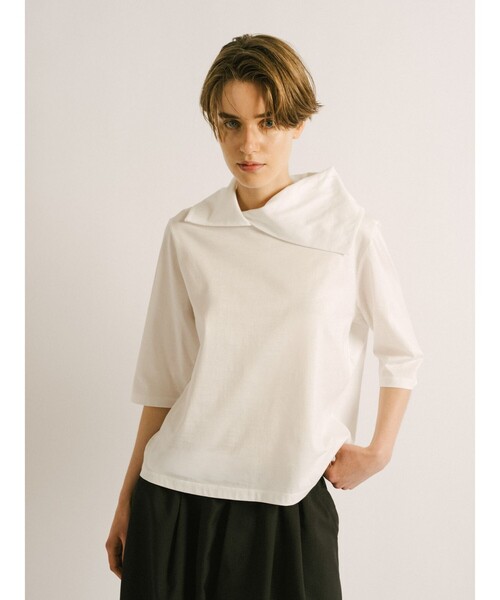 mizuiroind(ミズイロインド)の「mizuiro ind ドレープカラープルオーバー(Tシャツ/カットソー・レディース・ブラック/オフホワイト/ネイビー/ブルー・FREE)」の12枚目の写真