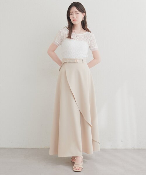 natural couture（ナチュラルクチュール）の「ストレッチレース半袖T（Tシャツ/カットソー・レディース・アイボリー/オフホワイト/ブラック・FREE）」の7枚目の写真