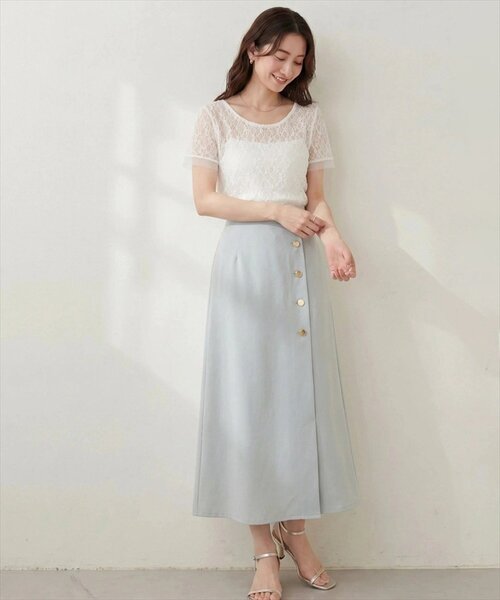 natural couture（ナチュラルクチュール）の「ストレッチレース半袖T（Tシャツ/カットソー・レディース・アイボリー/オフホワイト/ブラック・FREE）」の10枚目の写真