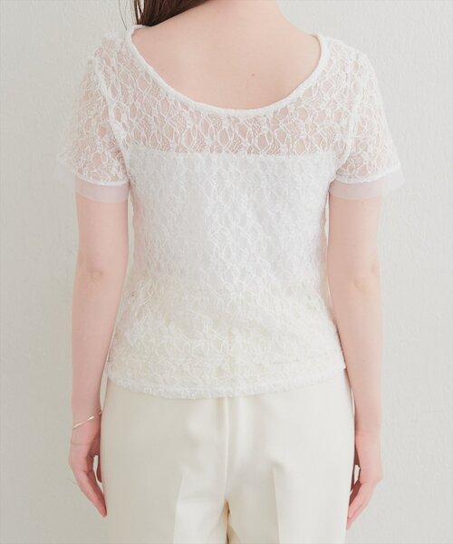 natural couture（ナチュラルクチュール）の「ストレッチレース半袖T（Tシャツ/カットソー・レディース・アイボリー/オフホワイト/ブラック・FREE）」の15枚目の写真